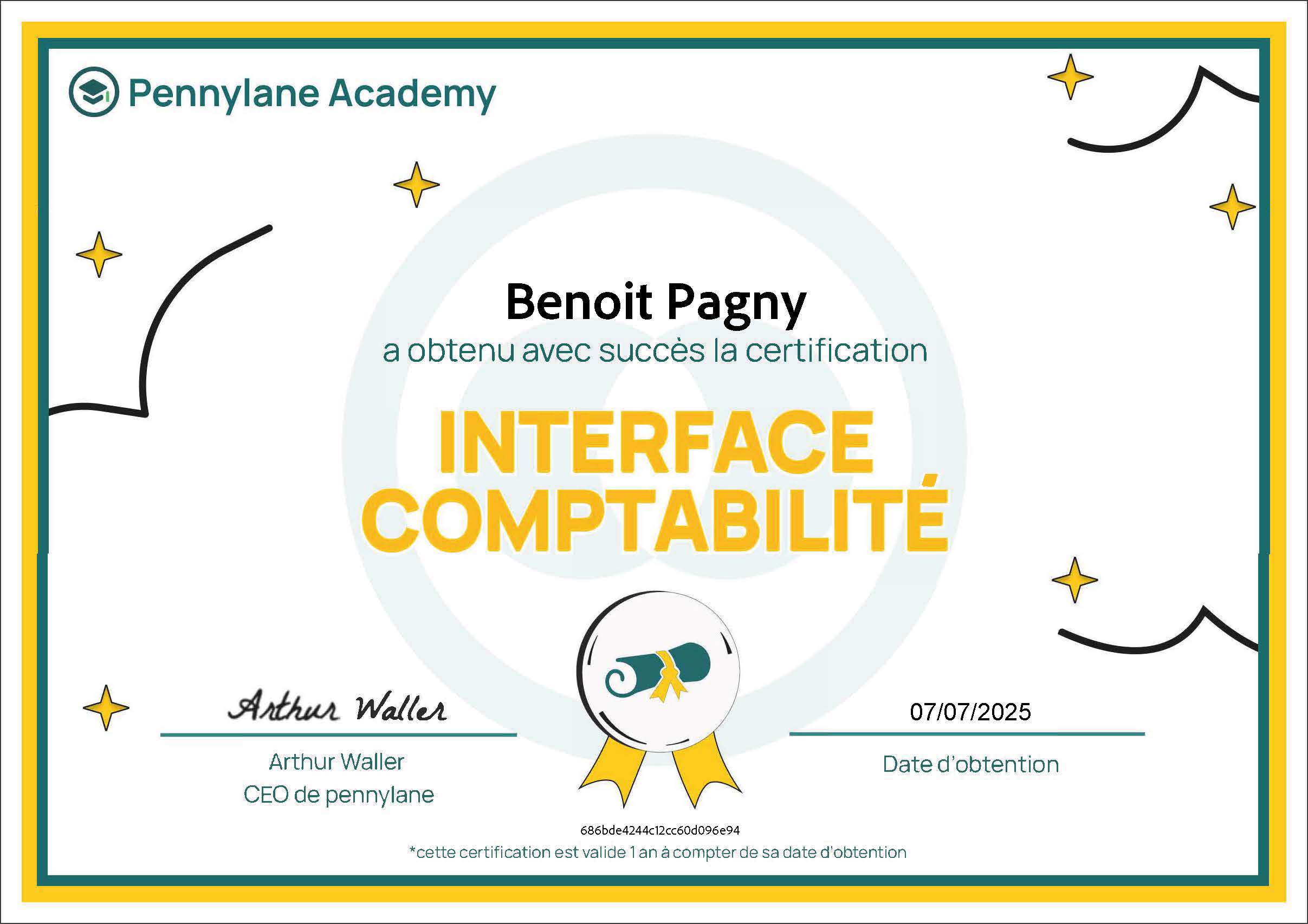 Certification Pennylane Academy · Interface Comptabilité · Benoit Pagny · 07/07/2025